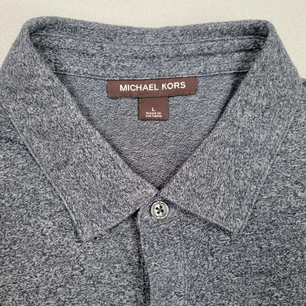 Men's Michael Kors Short Sleeve Button Down Shirt, Large, Blue Heather, PreOwned